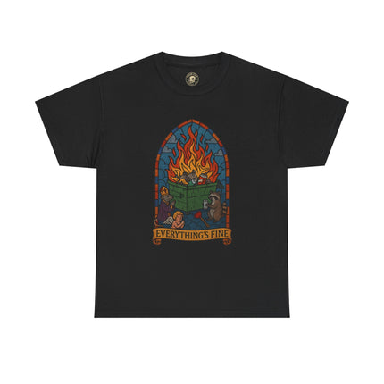 "Everything's Fine" Unisex Heavy Cotton Tee - Casual Wear, Gift for Friends, Home Decor, Everyday Style, Relaxed Fit