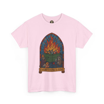 "Everything's Fine" Unisex Heavy Cotton Tee - Casual Wear, Gift for Friends, Home Decor, Everyday Style, Relaxed Fit