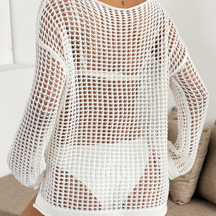 Beach Cover Up Mesh Hollow Out Cutout out Knitwear Swimsuit Beach Sun Protection Shirt Women Knitwear