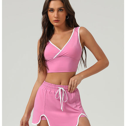 Summer Sports Casual Suit Running Exercise Vest Short Skirt Golf Suit Badminton Tennis Women