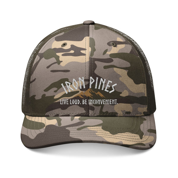 Be Inconvenient Camo Trucker Hat | Rebel Outdoors Snapback by Iron Pines