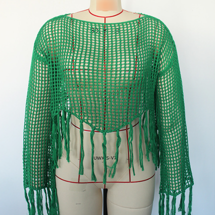 Hollow Out Cutout Knitted Sun Protection Shirt Swimsuit Outwear Overclothes Sexy Loose Pullover Beach Cover up