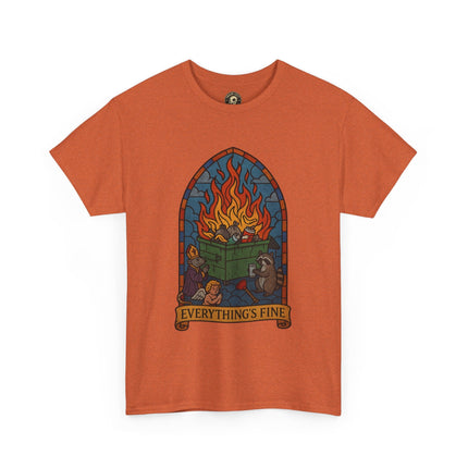 "Everything's Fine" Unisex Heavy Cotton Tee - Casual Wear, Gift for Friends, Home Decor, Everyday Style, Relaxed Fit