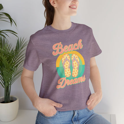 Beach Dreams Unisex Jersey Tee, Flip Flop Summer Shirt, Vacation Outfit, Beach Lover Gift, Casual Summer Wear