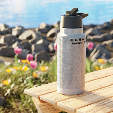 Death Valley National Park Badwater Basin Topographic Insulated Water Bottle Tumbler 32oz