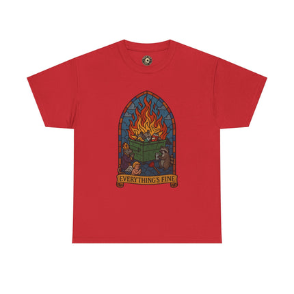 "Everything's Fine" Unisex Heavy Cotton Tee - Casual Wear, Gift for Friends, Home Decor, Everyday Style, Relaxed Fit