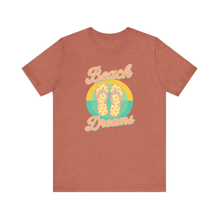 Beach Dreams Unisex Jersey Tee, Flip Flop Summer Shirt, Vacation Outfit, Beach Lover Gift, Casual Summer Wear