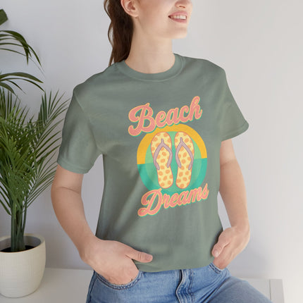 Beach Dreams Unisex Jersey Tee, Flip Flop Summer Shirt, Vacation Outfit, Beach Lover Gift, Casual Summer Wear