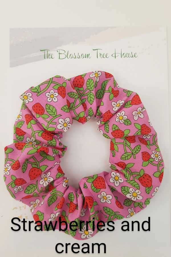"Strawberries & Cream Scrunchie" Liberty of London Fabric