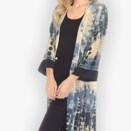 "POLKA DOT BLUE" KIMONO DUSTER