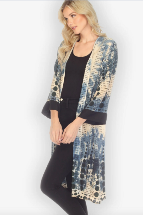 "POLKA DOT BLUE" KIMONO DUSTER