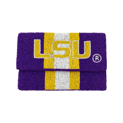 "LSU" Beaded Mini Clutch Bag