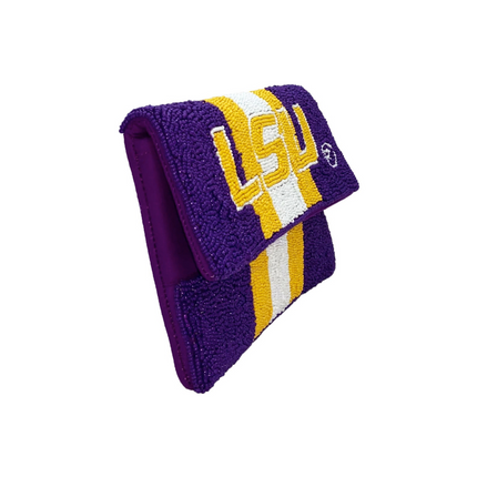 "LSU" Beaded Mini Clutch Bag