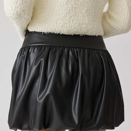 "Mila" Leather Bubble Skirt