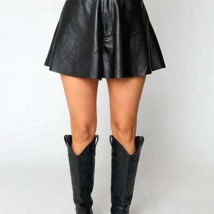 "Emerson" Flare Leather Short