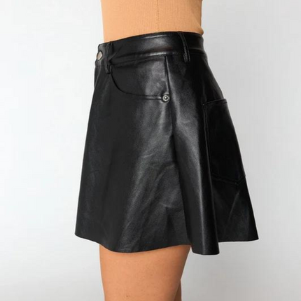"Emerson" Flare Leather Short