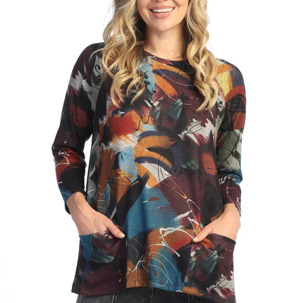 "Ballad" French Brush Patch Pockets Tunic Top