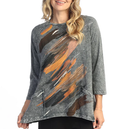 "Opera" Mineral Washed Patch Pocket Tunic Top