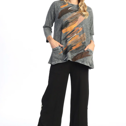 "Opera" Mineral Washed Patch Pocket Tunic Top
