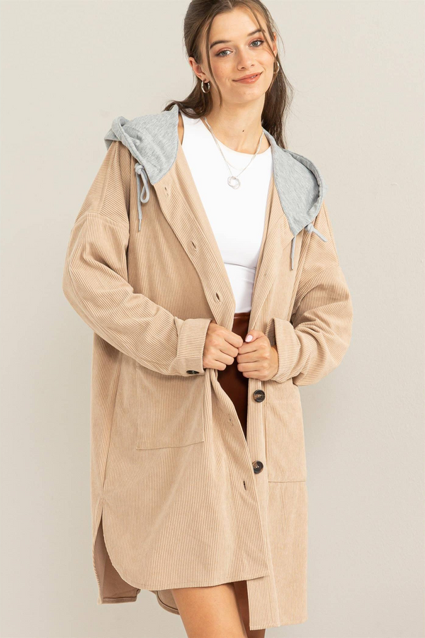 Be On My Side Corduroy Hoodie Jacket