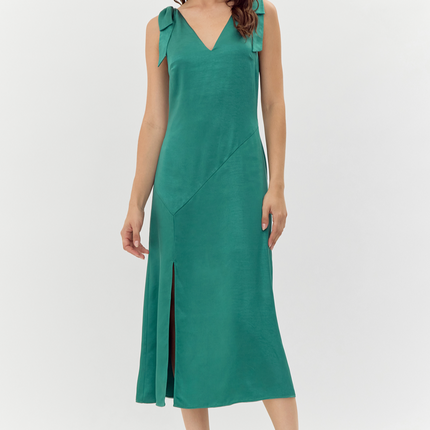 "Indira" Satin Midi Dress