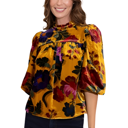 "Mel" Velvet 3/4 Slv Top