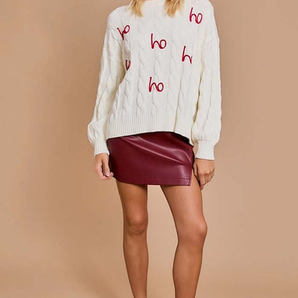 "Ho Ho Ho" Pullover Cable Sweaters