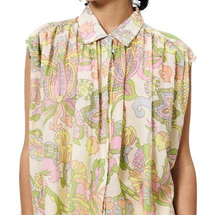 "Itia" Collar Pleated Top