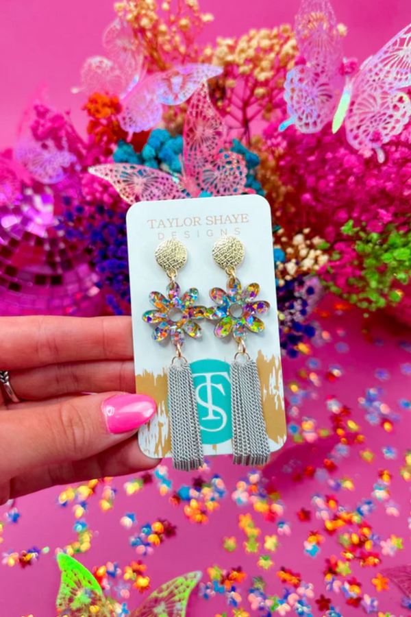 "Sally" Flower Tassel Earrings