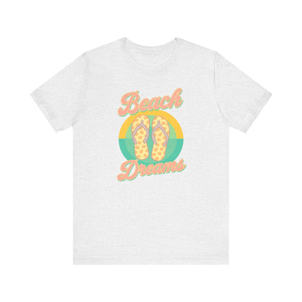 Beach Dreams Unisex Jersey Tee, Flip Flop Summer Shirt, Vacation Outfit, Beach Lover Gift, Casual Summer Wear