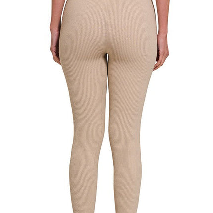 Ribbed Seamless High Waisted Full Length Leggings