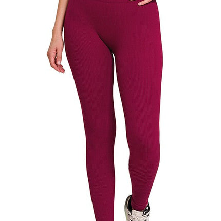 Ribbed Seamless High Waisted Full Length Leggings