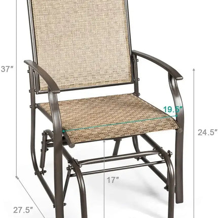 2 Pieces Patio Swing Single Glider Chair Rocking Seating