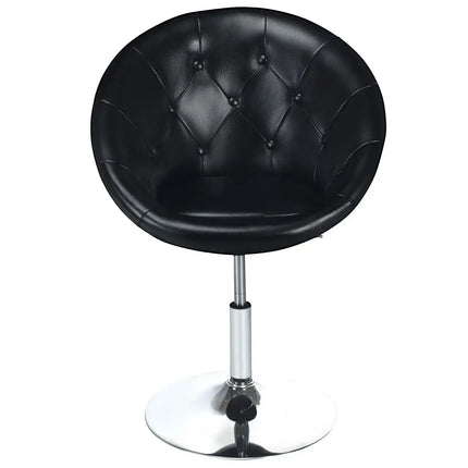 1 Piece Modern Adjustable Swivel Round PU Leather Chair-Black