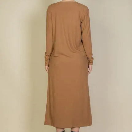 Ribbed Cardigan & Cami Midi Bodycon Dress