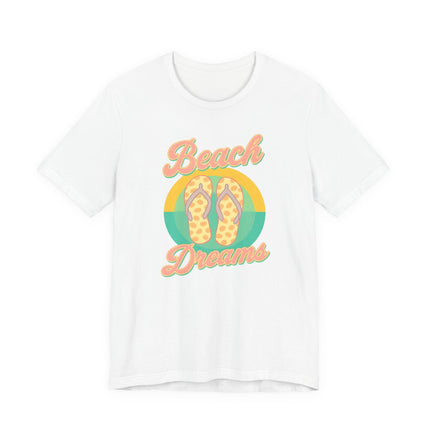 Beach Dreams Unisex Jersey Tee, Flip Flop Summer Shirt, Vacation Outfit, Beach Lover Gift, Casual Summer Wear