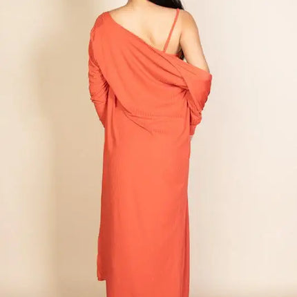 Ribbed Cardigan & Cami Midi Bodycon Dress