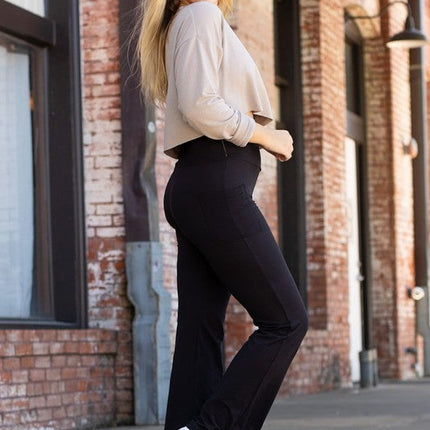 The Liz - Crossover Bootcut Leggings with Pockets
