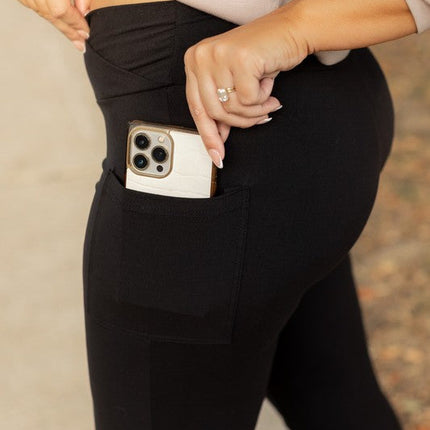 The Liz - Crossover Bootcut Leggings with Pockets