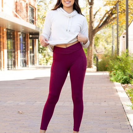 The Molly Maroon Crossover Full Length Leggings