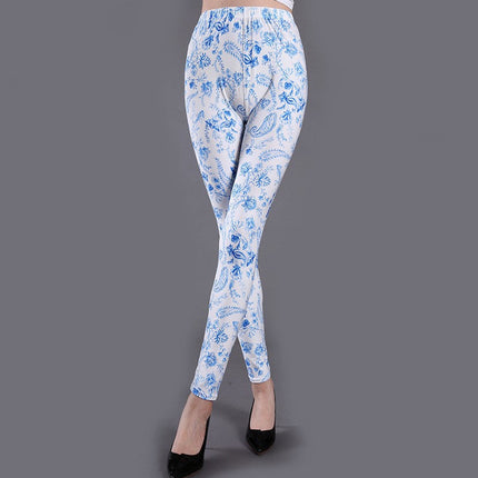 Spring and Summer Printed Milk Silk Leggings