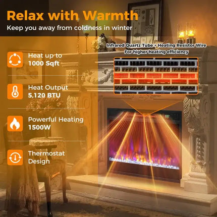1500W Fireplace with Remote