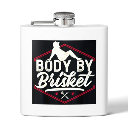 "Body by Brisket" Stainless Steel Flask – 6 oz