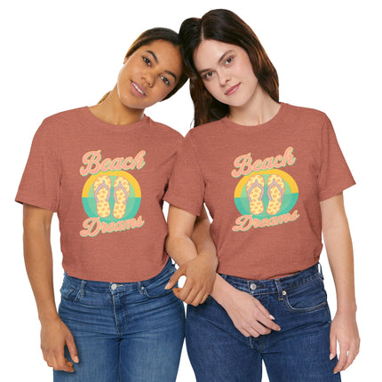 Beach Dreams Unisex Jersey Tee, Flip Flop Summer Shirt, Vacation Outfit, Beach Lover Gift, Casual Summer Wear