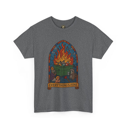 "Everything's Fine" Unisex Heavy Cotton Tee - Casual Wear, Gift for Friends, Home Decor, Everyday Style, Relaxed Fit