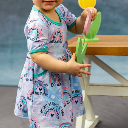 Be Cool, Be Kind Short Sleeve Pocket Milk Silk Dress