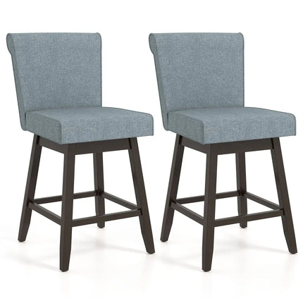 27 Inch Counter Height Bar Chairs with Rubber Wood Legs Set of 2-Gray
