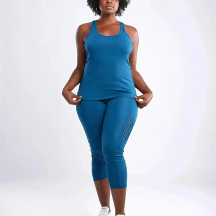 High-Waisted Pilates Leggings with Side Pockets & Mesh Panels