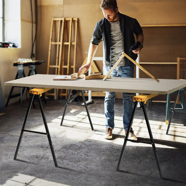 2 Pack Heavy Duty Sawhorse with Steel Folding Legs