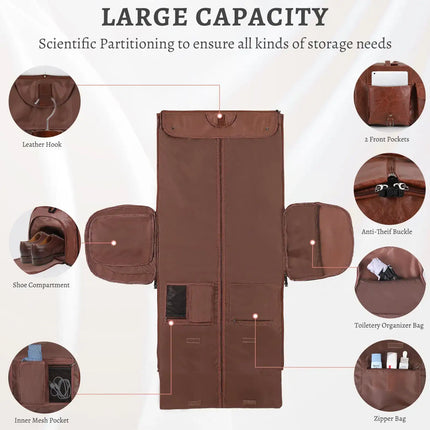 Large Capacity Men's Leather Suit Storage Bag